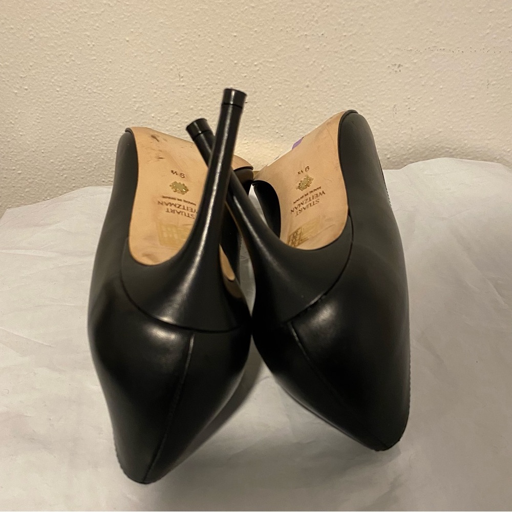 Stuart Weitzman Power 85 Pointed Toe Black Pumps Sz 9.5 AA - Picture 12 of 13